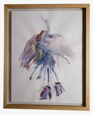 Original Watercolour Painting Of Surreal Bird Wearing - Painting #438562