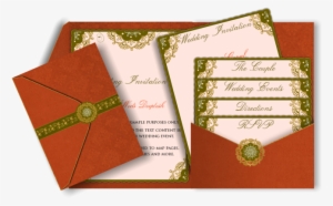 A Rich Combination Of Burnt Orange And Gold For This - Wedding Invitation Card Orange And Peach #438808