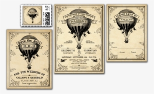 Vintage Hot Air Balloon Wedding Invitation - Art Print: Vintage Reproduction's Le Pilote, 27x22in. #4300015