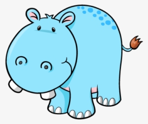 Cartoon Smiling Baby Blue Hippo - Cute Hippo Cartoon Png #4302999