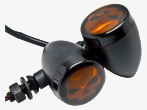 Skeleton Side Mirrors Skull Turn Signal - Krator 2pc Skull Lens Black Motorcycle Turn Signals #4303778