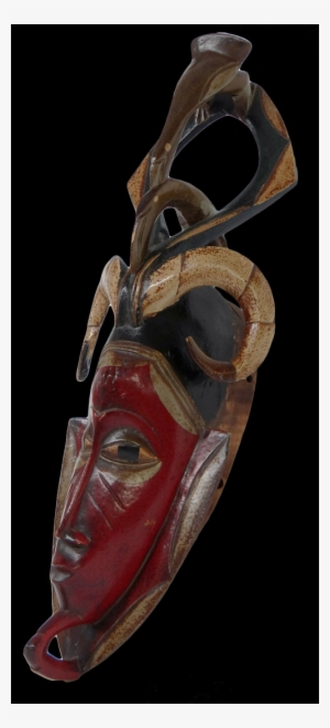 A Beautiful Red African Mask That Is Made Of Wood And - Mask #4311685