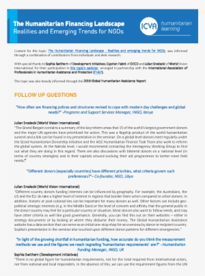 Read More About Humanitarian Financing Learning Stream - Grand Bargain Donors Agencies #4312215