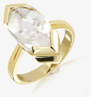 Handmade Gold And Herkimer Diamond Ring - Herkimer Diamond #4314092