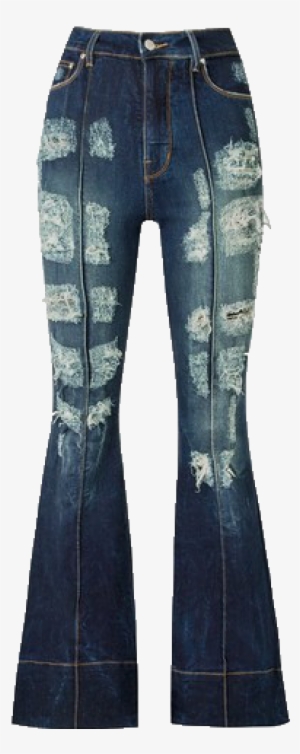 Distressed High Waist Flared Jeans - Tartan #4317238