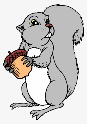 Cute Gray Squirrel Cartoon Character Holding A Acorn - Gray Squirrel Clipart #4318431