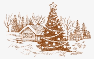 Image Royalty Free Download Card Drawing House - Christmas Cards Drawings Tree #4318790