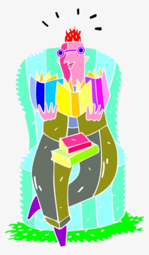 Vector Illustration Of Reading Enthusiast Book Lover - Illustration #4322604
