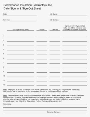 Blank Employee Sign In Sheet Main Image - Document #4327827 Blank Employee Sign In Sheet Main Image - Document #4327827