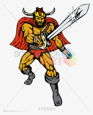 Stock Illustration Of Cartoon Drawing Of Viking Superhero - Cartoon Viking Superhero #4329750