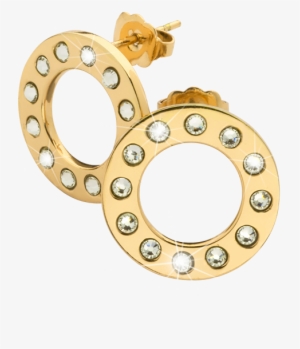 Nikki Lissoni Circle Sparkle Gold Plated Stud Earrings #4330109