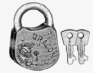 These Are Two, Antique Lock And Key Sets That Have - Vintage Lock Illustration #4330553