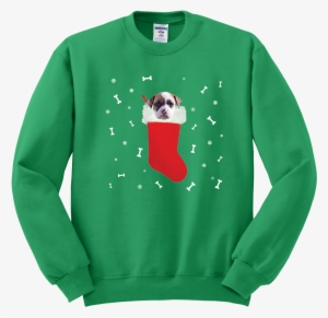 Pitbull In A Christmas Stocking Sweatshirt - Ohio University Crewneck Sweatshirts #4343140