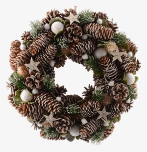 13" Pine Cone Wreath • $26 - Kaemingk 33cm Pinecone Wreath With Snow Balls - 622265 #4352191