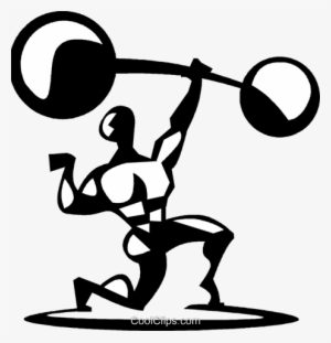 Man Lifting A Barbell Royalty Free Vector Clip Art - Barbell Clipart #4353793