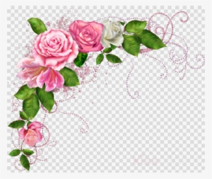Download Rustic Flowers Png Clipart Garden Roses Borders - Sterling Silver Amethyst W Cz Accents Ring #4354112