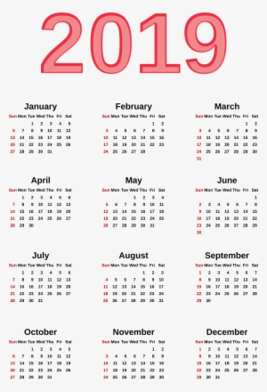2019 Calendar One Page #4365418