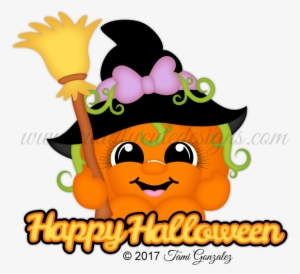 Pumpkin Witch Cutie - Pumpkins Cute Cartoon Png #4366674