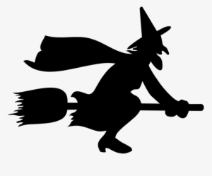 Halloween Witch Png Image Background - Witch Riding A Broom Silhouette #4366725