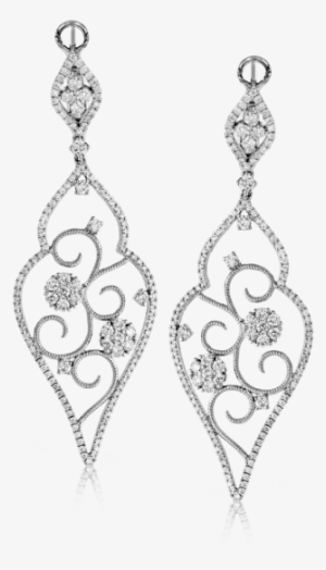 18kw Diamond Filigree Earrings - Earrings White #4370365