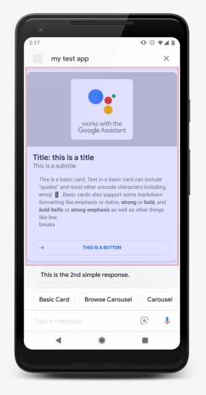 A Basic Card Displays Information That Can Include - Google Assistant #4376721