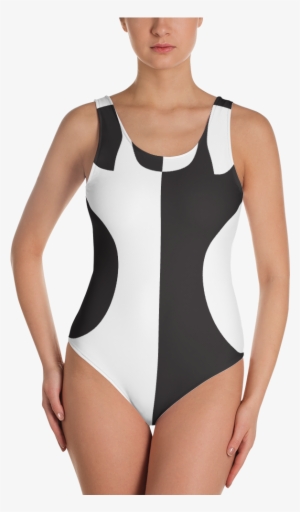 Black And White Circle Design One-piece Swimsuit - Men's One Piece Swimsuit #4378302