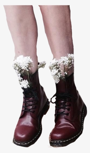 Cream Red Polyvore Moodboard Filler Boots Legs Daisies - Dr. Martens Vintage 1460 #4379245