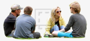 Four People Sitting - People Sitting On Grass #4386005