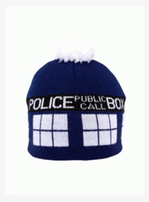 Tardis Doctor Who Knit Beanie At Cosplay Costume Closet - Adult Tardis Pom Beanie #4395643