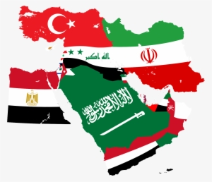 Map Flag Clipart Music - Middle East Map With Flags #440885