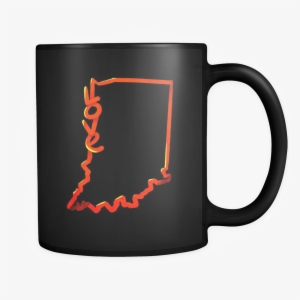 Love Indiana State Flag Map Outline Black 11oz Mug - Bad Day Coffee Good Day Coffee #442722