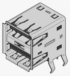 Usb Type A Dual Receptacle Clip Art Free Vector - Dual Usb A Type Connector #444310