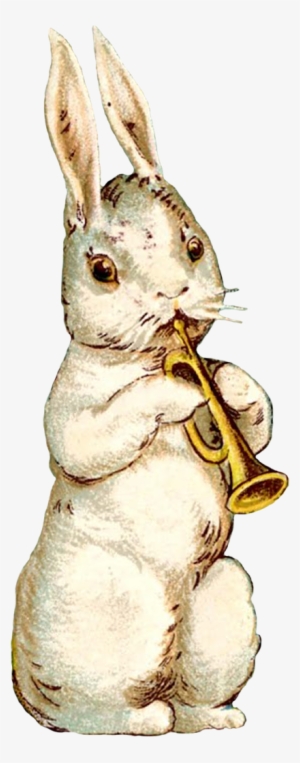 Vintage Easter Musical Bunny Scraps Free Printables - Transparent Background Vintage Animal #444597