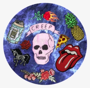 Pencilart Patch Sticker Cute Tumblr Rose Skull Pizza - Pizza #445164