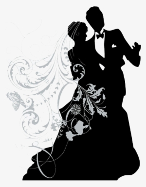 Cut A Silhouette And Stamp The Veil With Swirl Flourish - Wedding Couple Silhouette Png #445754