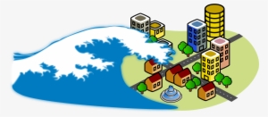 Clip Library Stock Wave Hitting City Big Image Png - Earthquake And Tsunami Clipart #445940