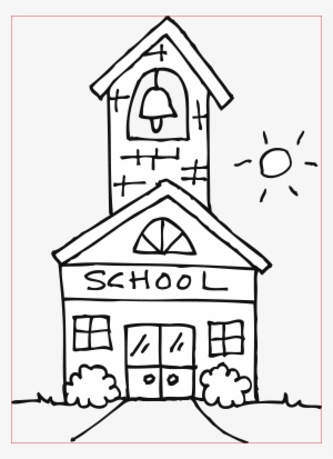 Cute Schoolhouse Coloring Page Free Clip Art - School Clipart Black And White #447512