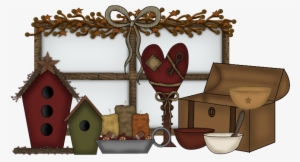 Bird House Clipart Primitive - Country Primitive Clip Art #447533