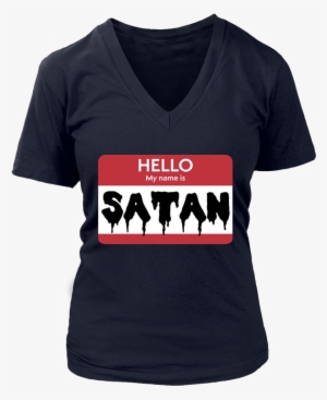 "hello My Name Is Satan" Funny Name Tag Halloween T-shirt #448619