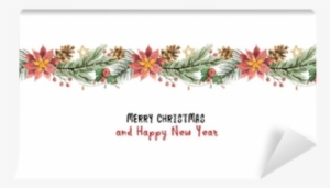 Watercolor Vector Christmas Banner With Fir Branches - Watercolor Painting #449440