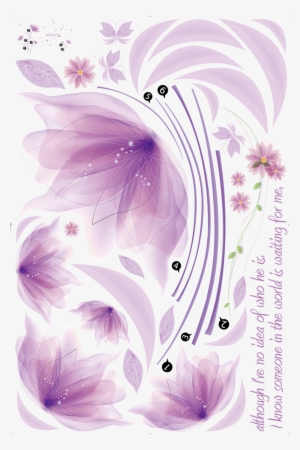 Binmer Diy Purple Flowers Tv Background Wall Decoration - Wall Decal #4402521