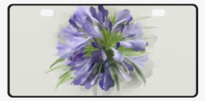 Purple Flowers License Plate - Throw Pillow #4402621