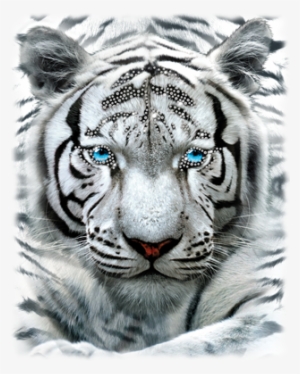 Large White Tiger Rhinestones Heat Transfers #4404506