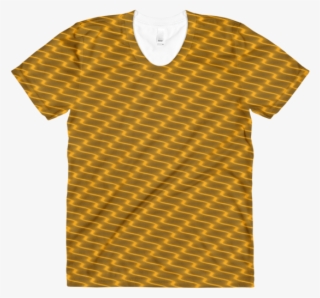 Neon Wavy Lines Gold Women's Crew Neck T-shirt - T-shirt #4406161