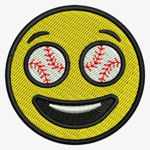 Emoji Baseball Eyes Iron-on Patch - Circle #4408577