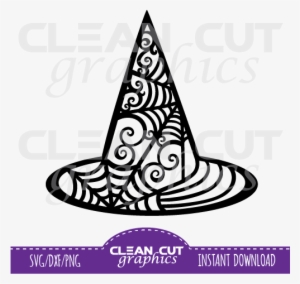 Fancy Spider Web And Flourishes Witch Hat - Witch Hat Svg #4409849