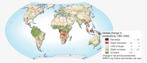 World Map Of Changes In Land Primary Productivity 1981-2003 - Map Of Land Degradation #4414688