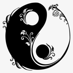 Floral Yin And Yang Sticker - Dibujos De Yin Yang #4415131