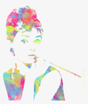 Audrey Hepburn Splatter Watercolor Made In Photoshop - Audrey Hepburn #4429559