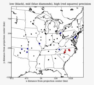 Locations Of Air Quality System Co Monitors And Their - Contour Plot #4434534